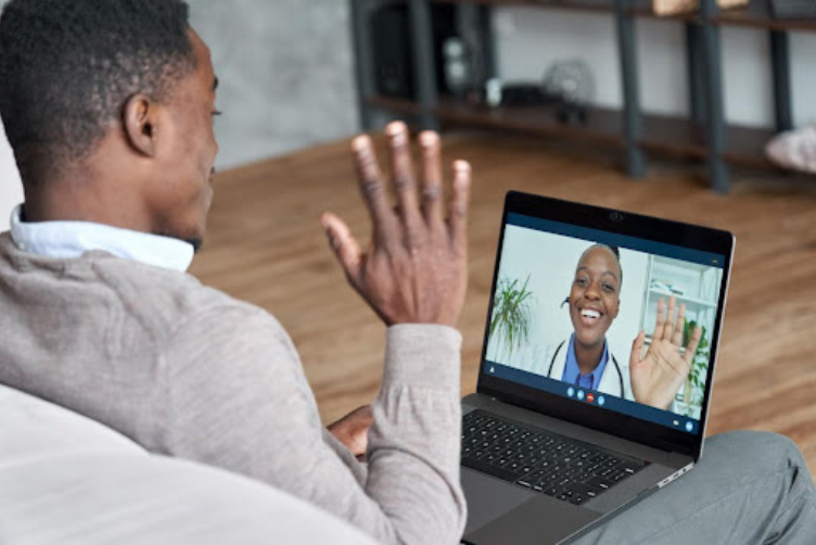 Doctor and patient on screen for telehealth visit