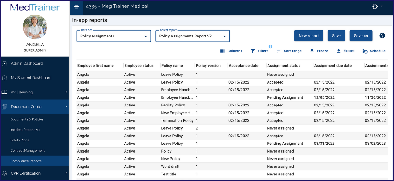 compliance report updated Vertical tab image