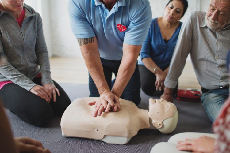 CPR training class of learners