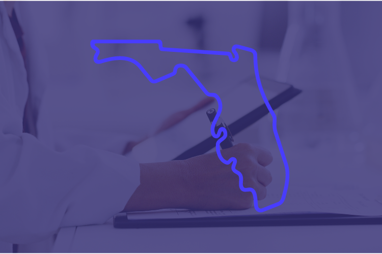 Outline of Florida over a healthcare photo