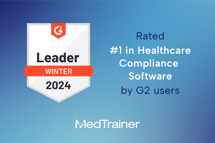 G2 Leader badge with text #1 Healthcare Compliance Software