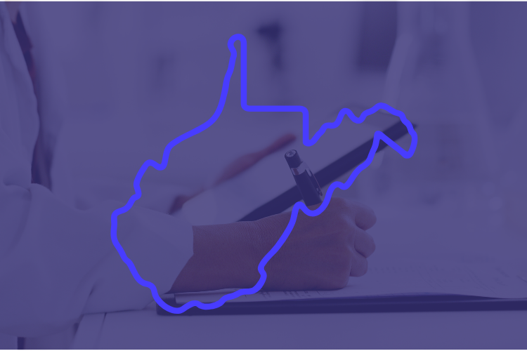 Outline of West Virginia over healthcare photo