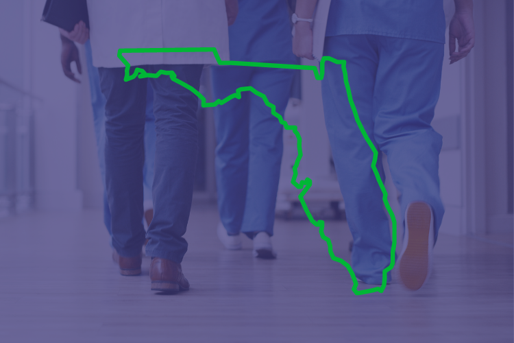 Doctors walking down the hall with outline of Florida overlay